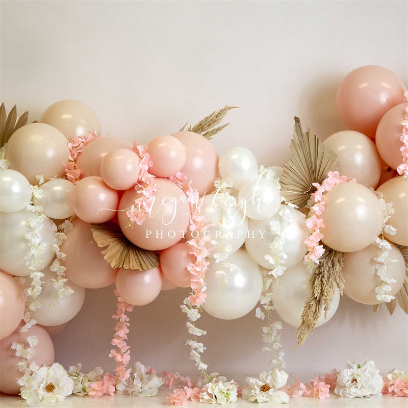 Peach Floral Garland Foto Achtergrond Ontworpen door Megan Leigh Photography