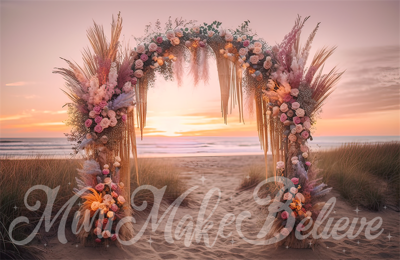 Kate Painterly Fine Art Boho Beach Sunset Arch Cake Smash Birthday Backdrop Designed by Mini MakeBelieve