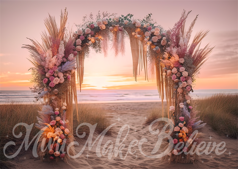 Kate Painterly Fine Art Boho Beach Sunset Arch Cake Smash Birthday Backdrop Designed by Mini MakeBelieve