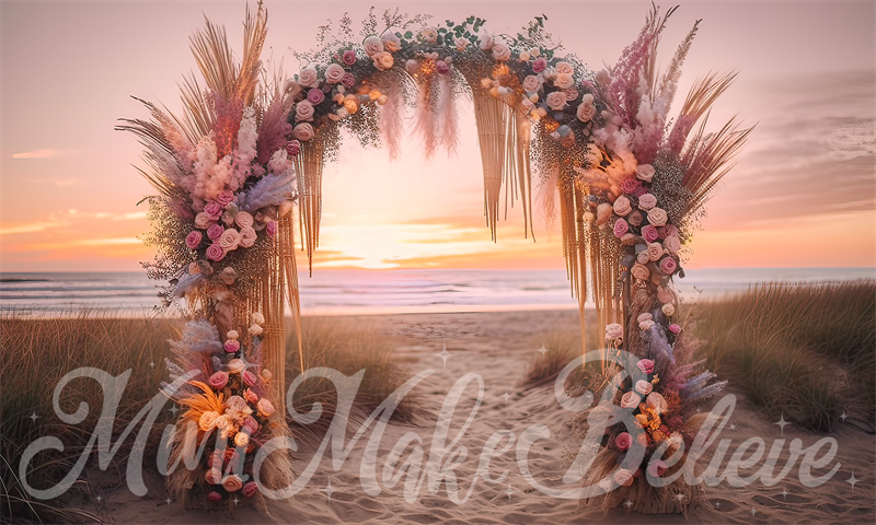 Kate Painterly Fine Art Boho Beach Sunset Arch Cake Smash Birthday Backdrop Designed by Mini MakeBelieve