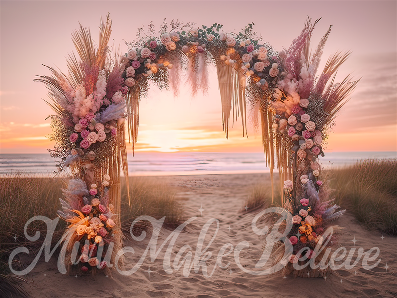 Kate Painterly Fine Art Boho Beach Sunset Arch Cake Smash Birthday Backdrop Designed by Mini MakeBelieve