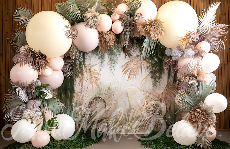 Telón de fondo del pastel de arco grande y golpe de pastel diseñado por Mini MakeBelieve de Arte Floral Boho Fino Pintoresco