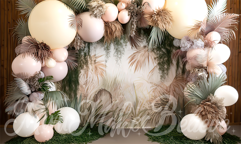 Telón de fondo del pastel de arco grande y golpe de pastel diseñado por Mini MakeBelieve de Arte Floral Boho Fino Pintoresco