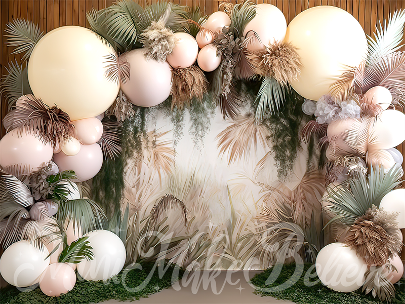 Telón de fondo del pastel de arco grande y golpe de pastel diseñado por Mini MakeBelieve de Arte Floral Boho Fino Pintoresco