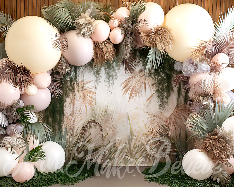 Telón de fondo del pastel de arco grande y golpe de pastel diseñado por Mini MakeBelieve de Arte Floral Boho Fino Pintoresco