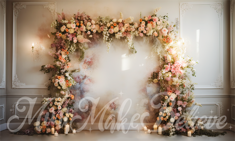 Kate Painterly Fine Art Flower Arch Room Birthday Wedding Celebration Backdrop Designed by Mini MakeBelieve