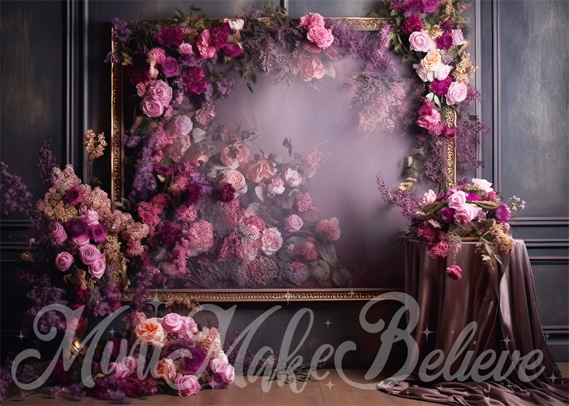 Kate Painterly Fine Art Purple Floral Room Birthday Wedding Celebration Backdrop Designed by Mini MakeBelieve