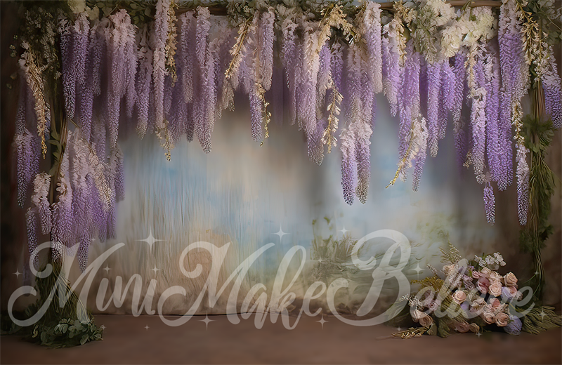 Schilderachtige fijne kunst Wisteria Floral Old Masters achtergrond ontworpen door Mini MakeBelieve