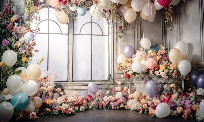 Kate Painterly Spring Distressed Dark Party Room Wedding Birthday Backdrop Designed by Mini MakeBelieve