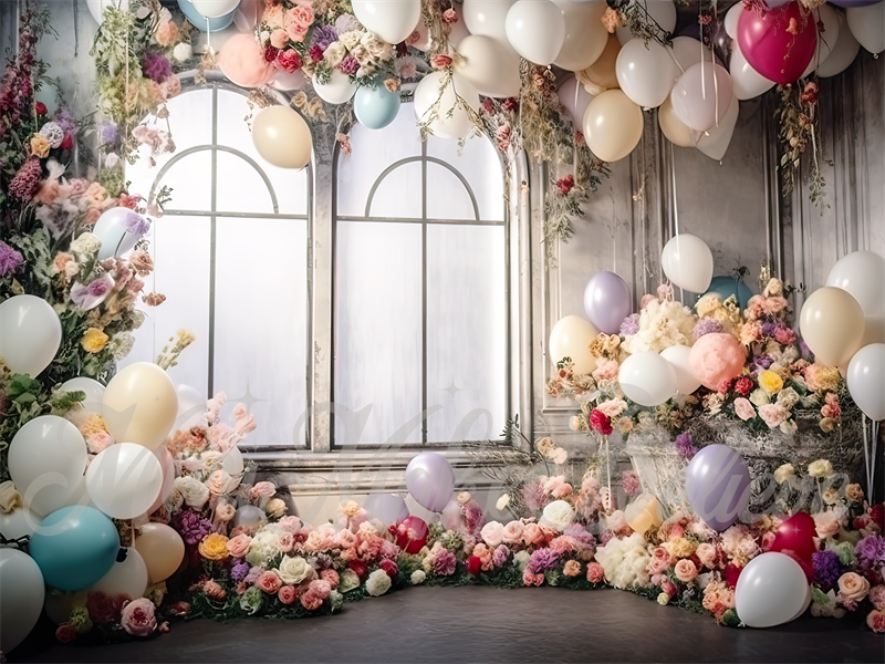 Kate Painterly Spring Distressed Dark Party Room Wedding Birthday Backdrop Designed by Mini MakeBelieve