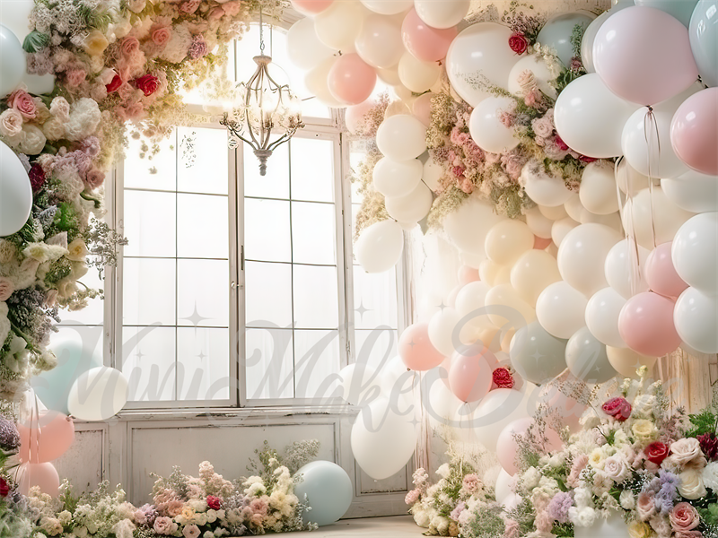 Kate Painterly Spring Distressed Light Party Room Wedding Birthday Backdrop Designed by Mini MakeBelieve
