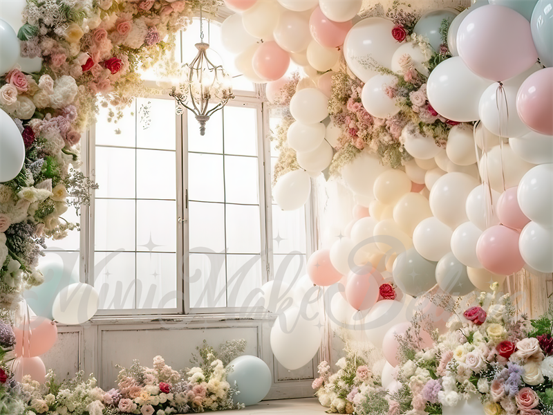 Fondo de Primavera desgastado y luminoso diseñado por Mini MakeBelieve para una fiesta en sala de bodas y cumpleaños