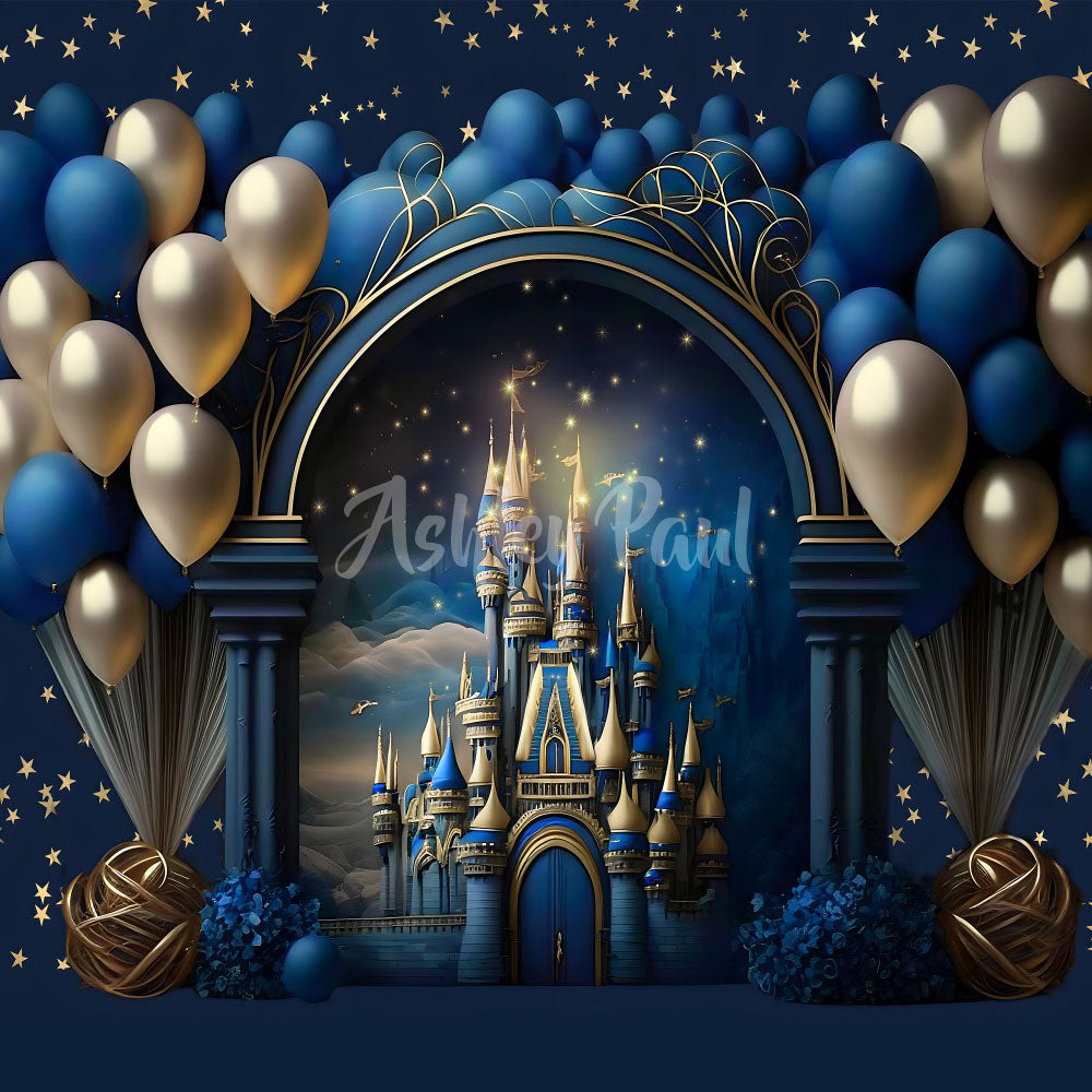 Kate Castle Blue Prince Birthday Backdrop Designed by Ashley Paul