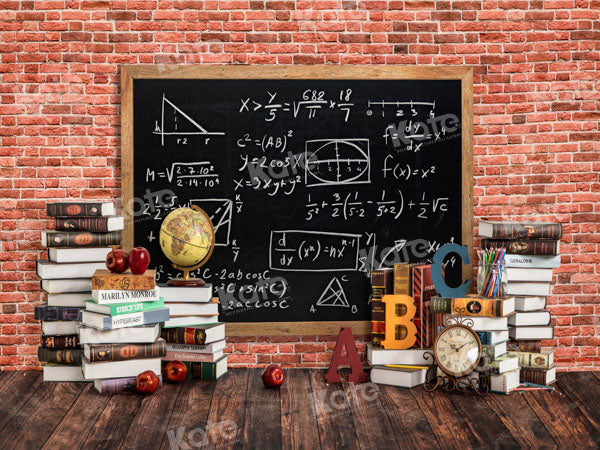 Terug naar school bakstenen muur achtergrond ontworpen door Emetselch