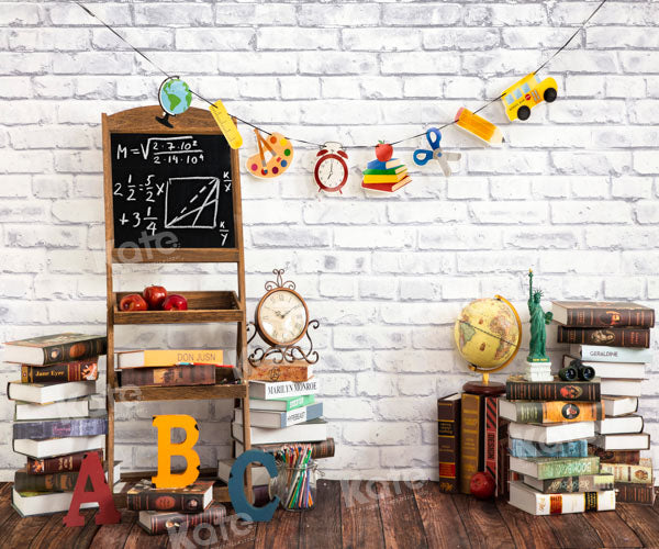 Kate Back to School White Wall Backdrop Designed by Emetselch