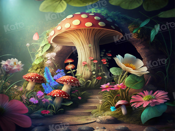 Kate Alice Mushroom House Fairy Tale Backdrop Designed by Chain Photography