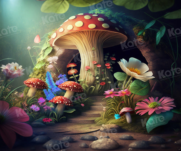 Kate Alice Mushroom House Fairy Tale Backdrop Designed by Chain Photography