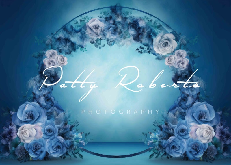 Elegant Blue Floral Arch Backdrop