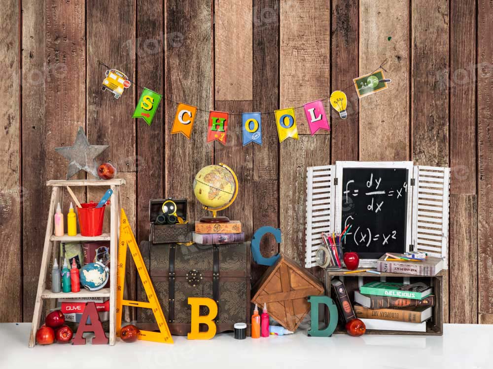 Kate Back to School Retro Wood Backdrop Designed by Emetselch