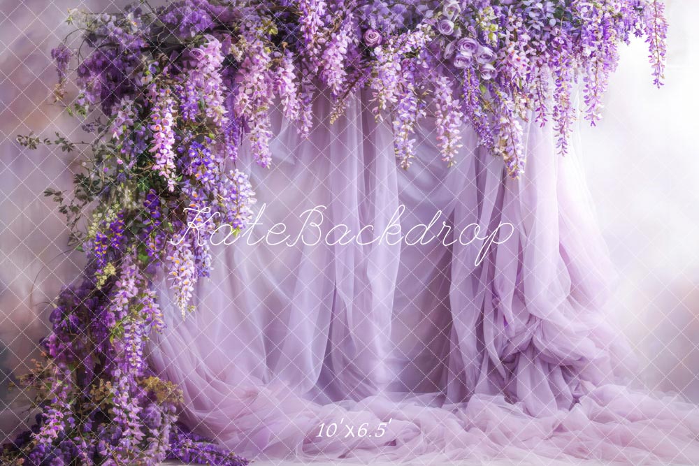 Kate Pet Spring Fresh Wisteria Purple Curtain Backdrop Designed by Emetselch