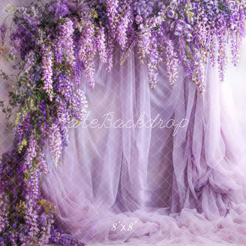 Kate Pet Spring Fresh Wisteria Purple Curtain Backdrop Designed by Emetselch