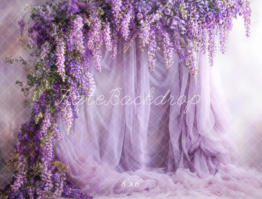 Kate Pet Spring Fresh Wisteria Purple Curtain Backdrop Designed by Emetselch