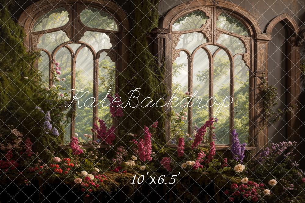 Kate Pet Spring Flowers Arch Window Backdrop Designed by Emetselch