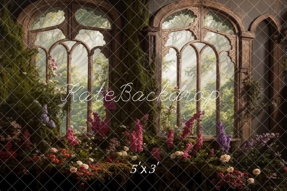 Kate Pet Spring Flowers Arch Window Backdrop Designed by Emetselch