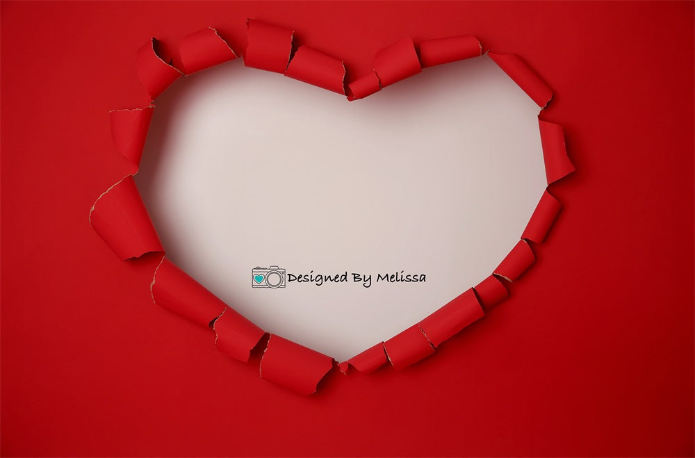 Kate Pet Valentines Red Torn Heart Backdrop Designed by Melissa King
