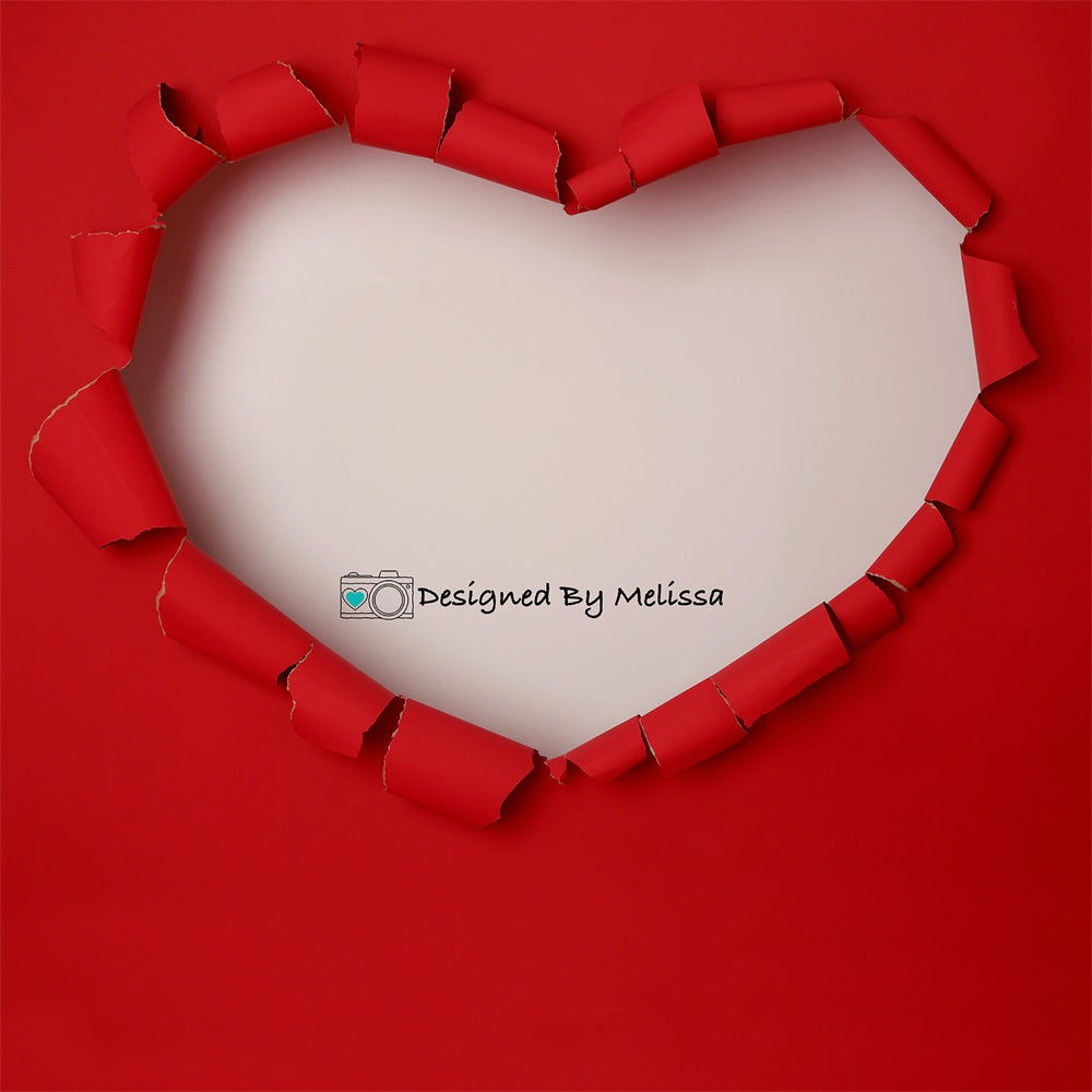 Kate Pet Valentines Red Torn Heart Backdrop Designed by Melissa King