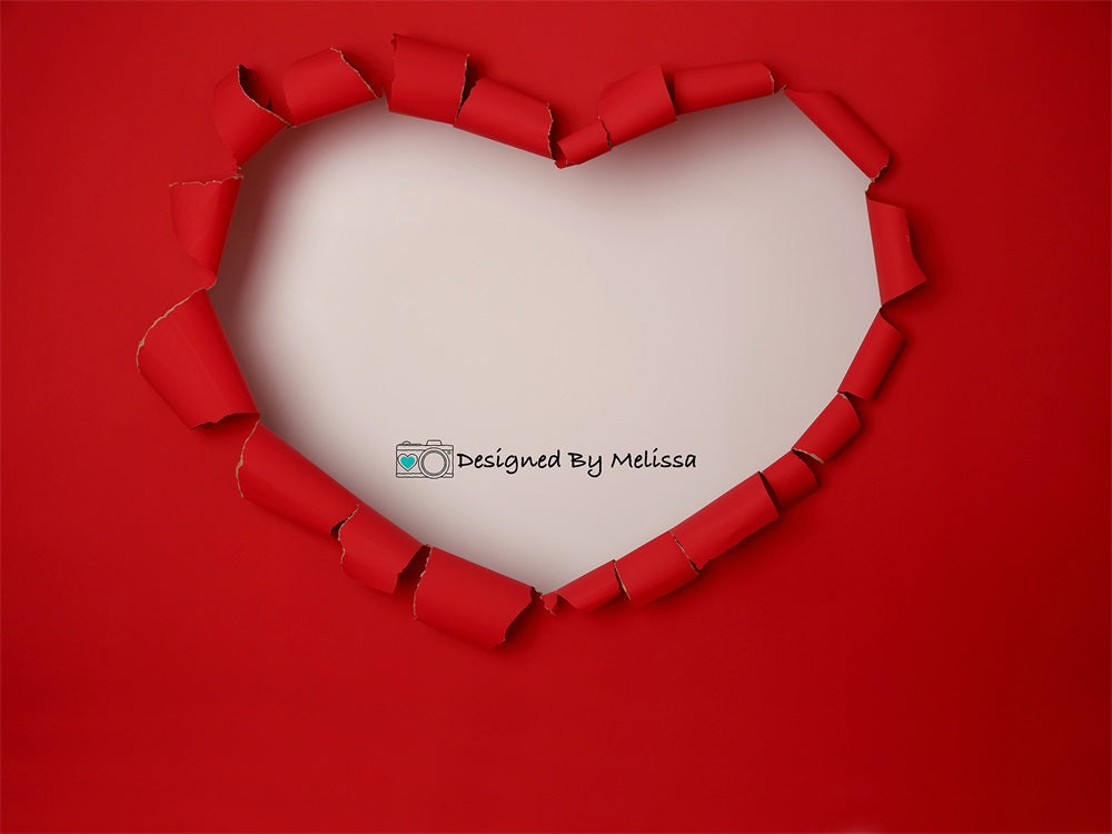 Kate Pet Valentines Red Torn Heart Backdrop Designed by Melissa King
