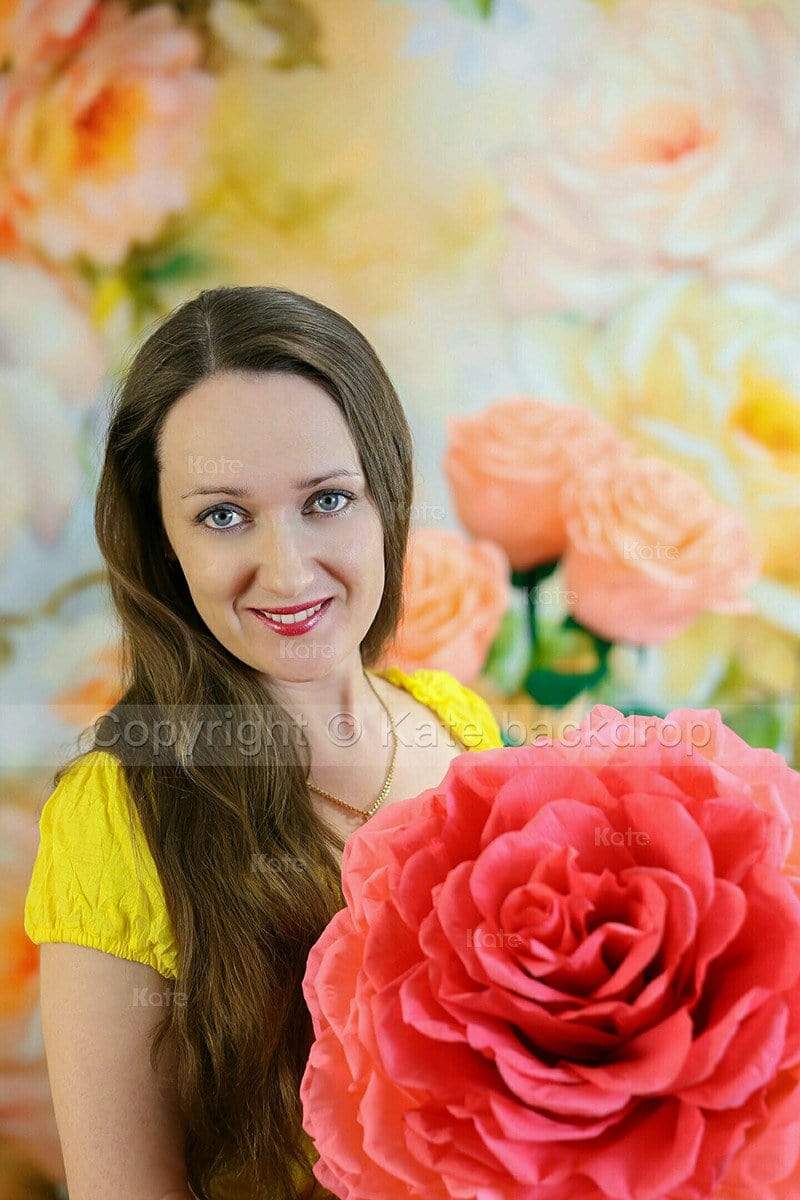 Kate Yellow Florals Background Photography Monther's Day Backdrop - Katebackdrop