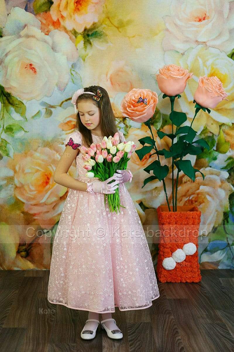 Kate Yellow Florals Background Photography Monther's Day Backdrop - Katebackdrop