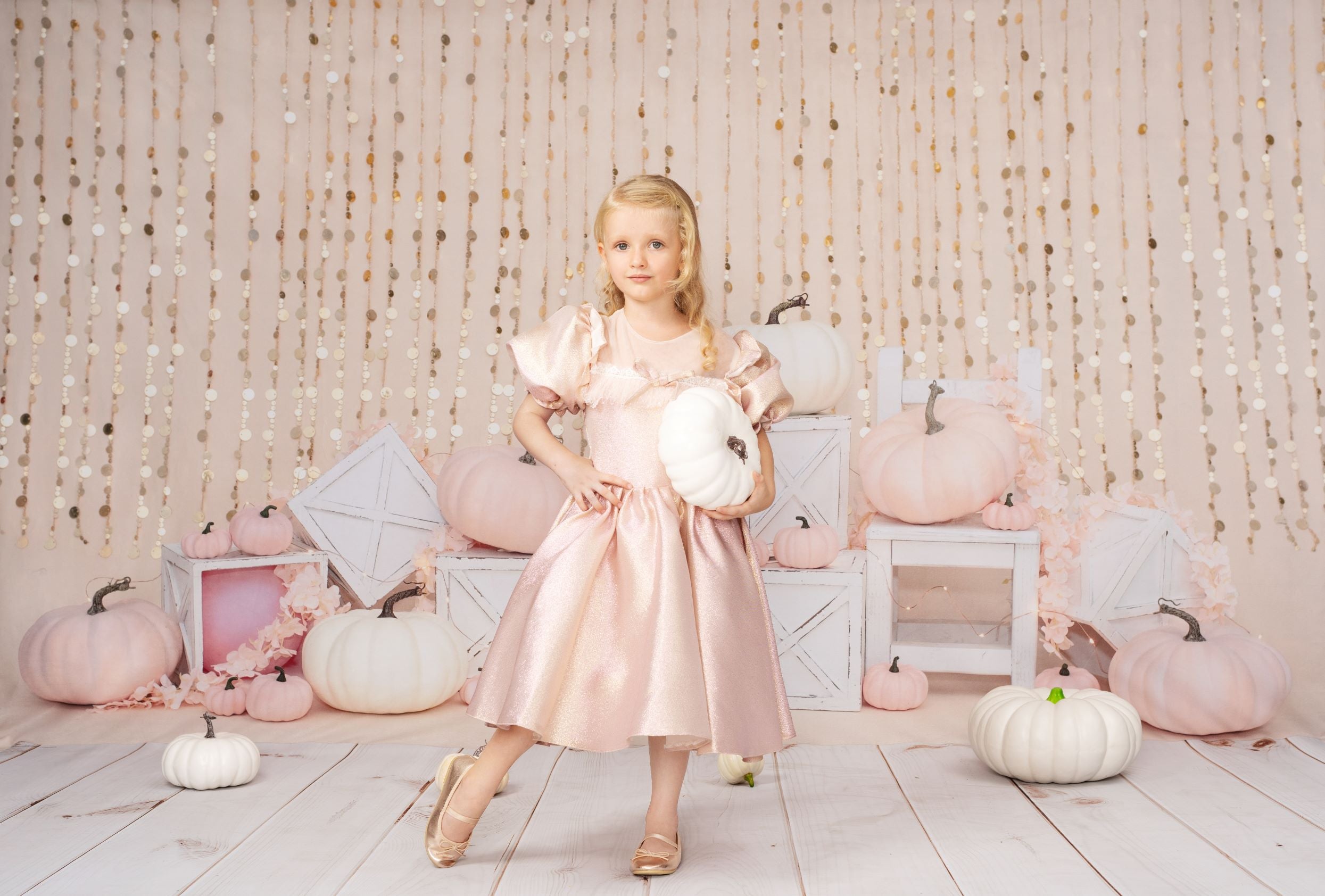 Kate Pink Pumpkin Patch Backdrop Autumn Designed by Valerie Miranda - Kate Backdrop