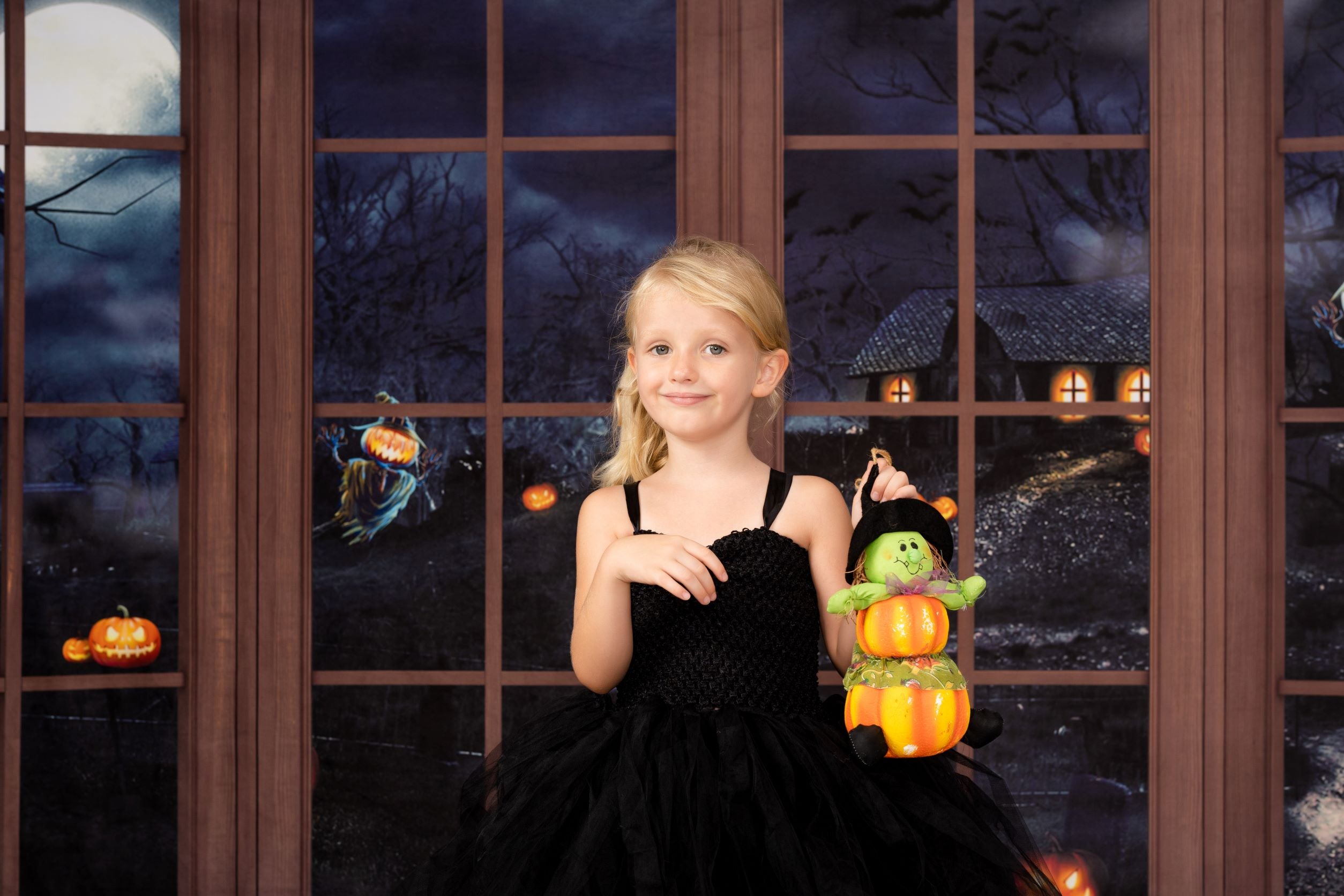 Kate Wooden Window Halloween Backdrop Designed by Chain Photography - Kate Backdrop