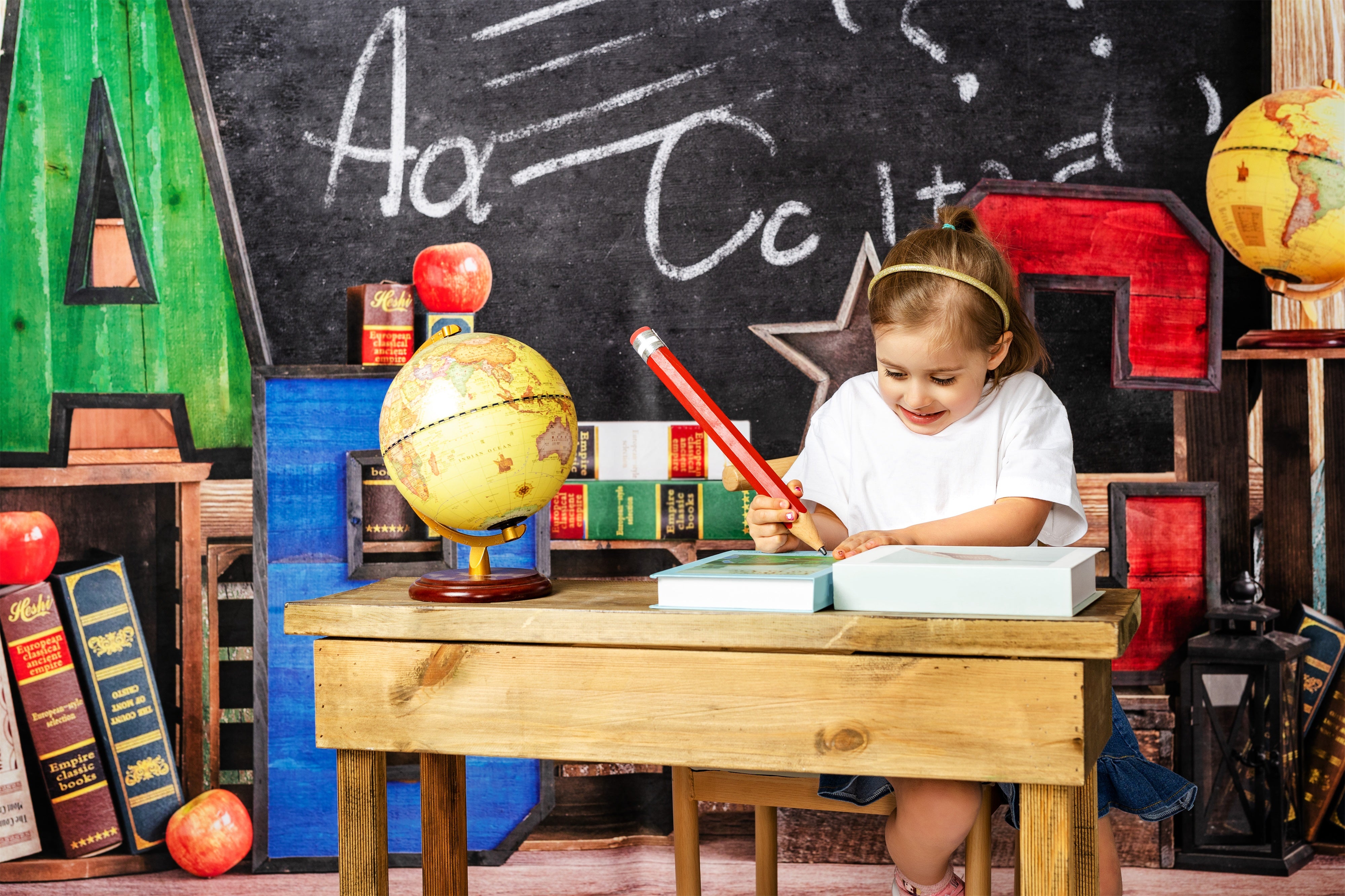 Kate Back to School Summer Blackboard Colorful ABC Backdrop - Kate Backdrop