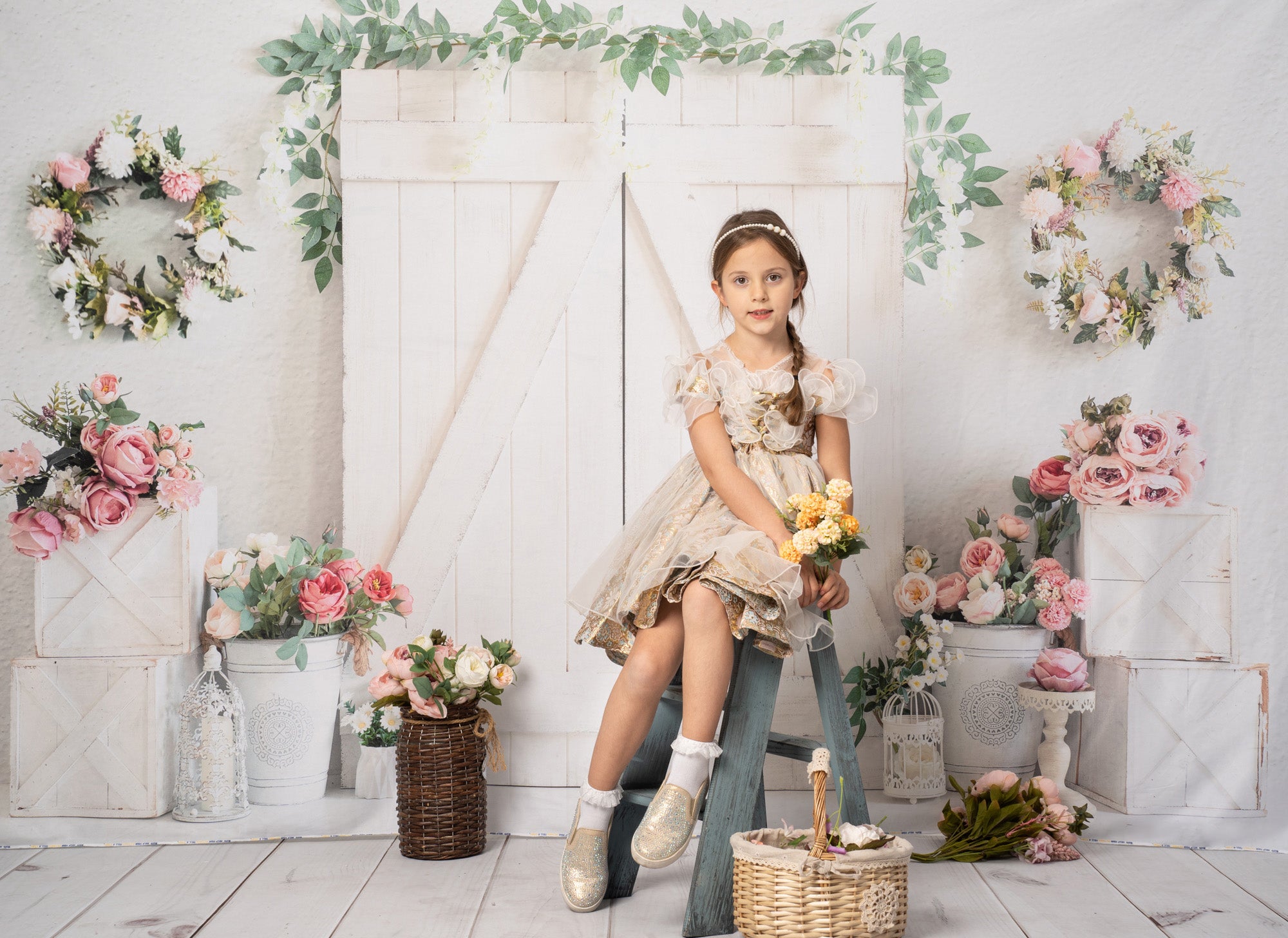 Kate Spring Flower Wood Elegant Backdrop for Photography