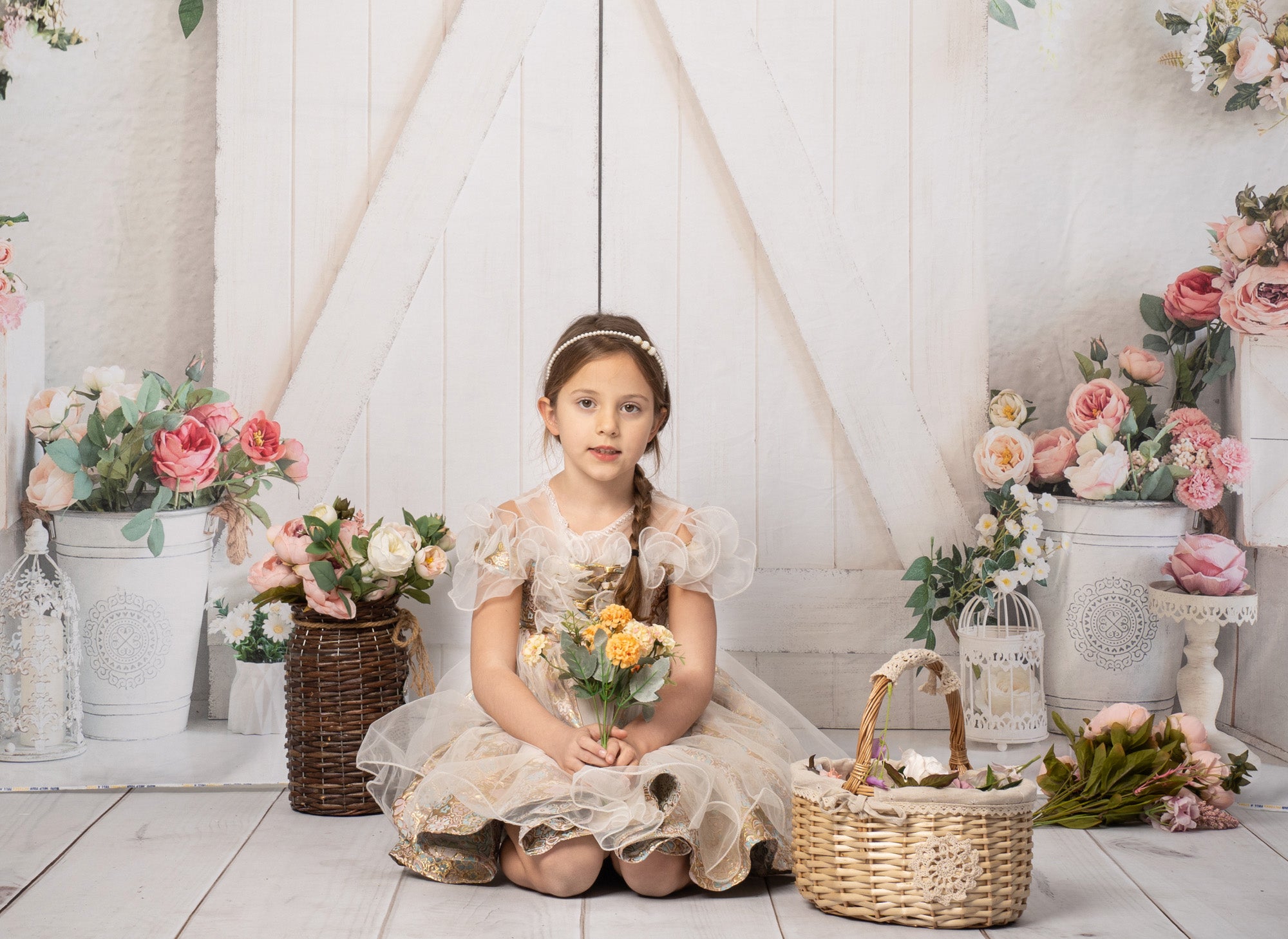 Kate Spring Flower Wood Elegant Backdrop for Photography