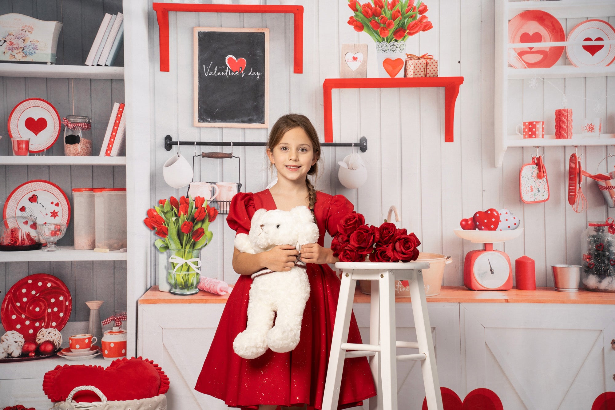Kate Valentine's Day Love Bake Kitchen Backdrop for Photography - Kate Backdrop