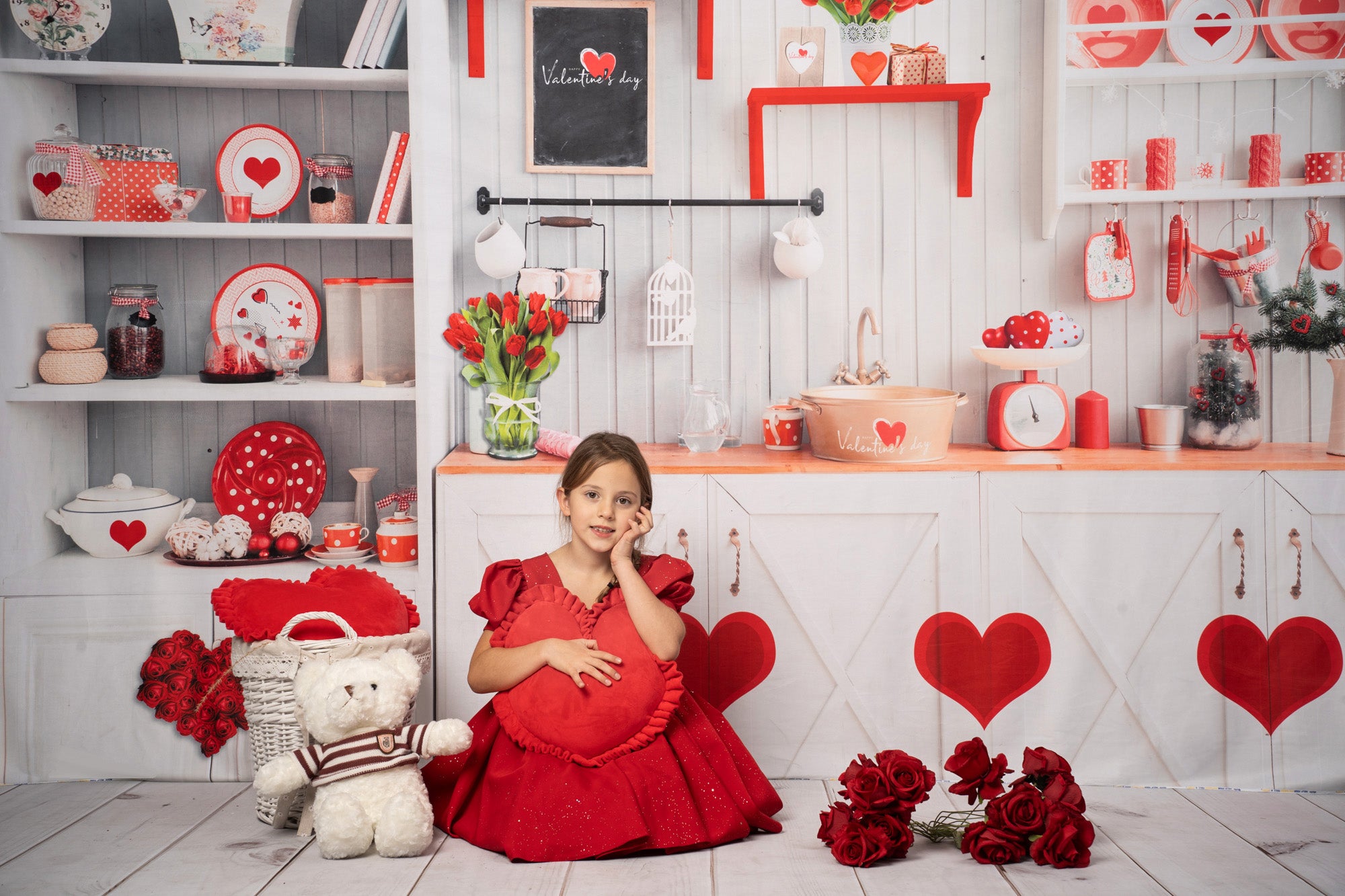 Kate Valentine's Day Love Bake Kitchen Backdrop for Photography - Kate Backdrop