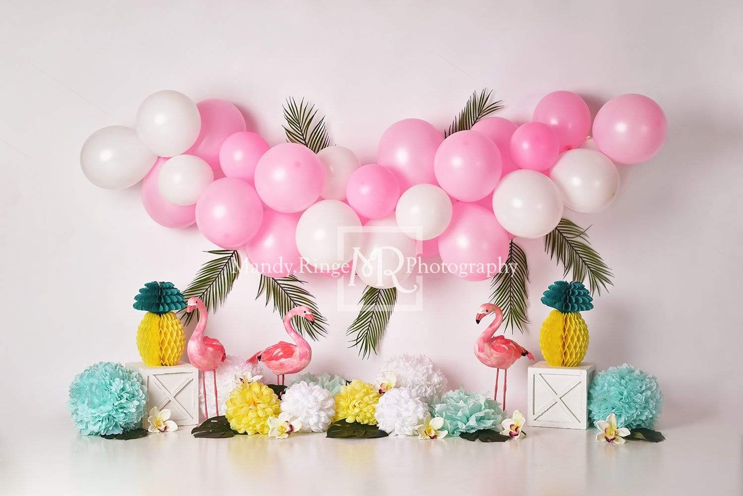 Katebackdrop£ºKate Balloons Flowers Flamingo Summer Backdrop for Photography Designed by Mandy Ringe Photography