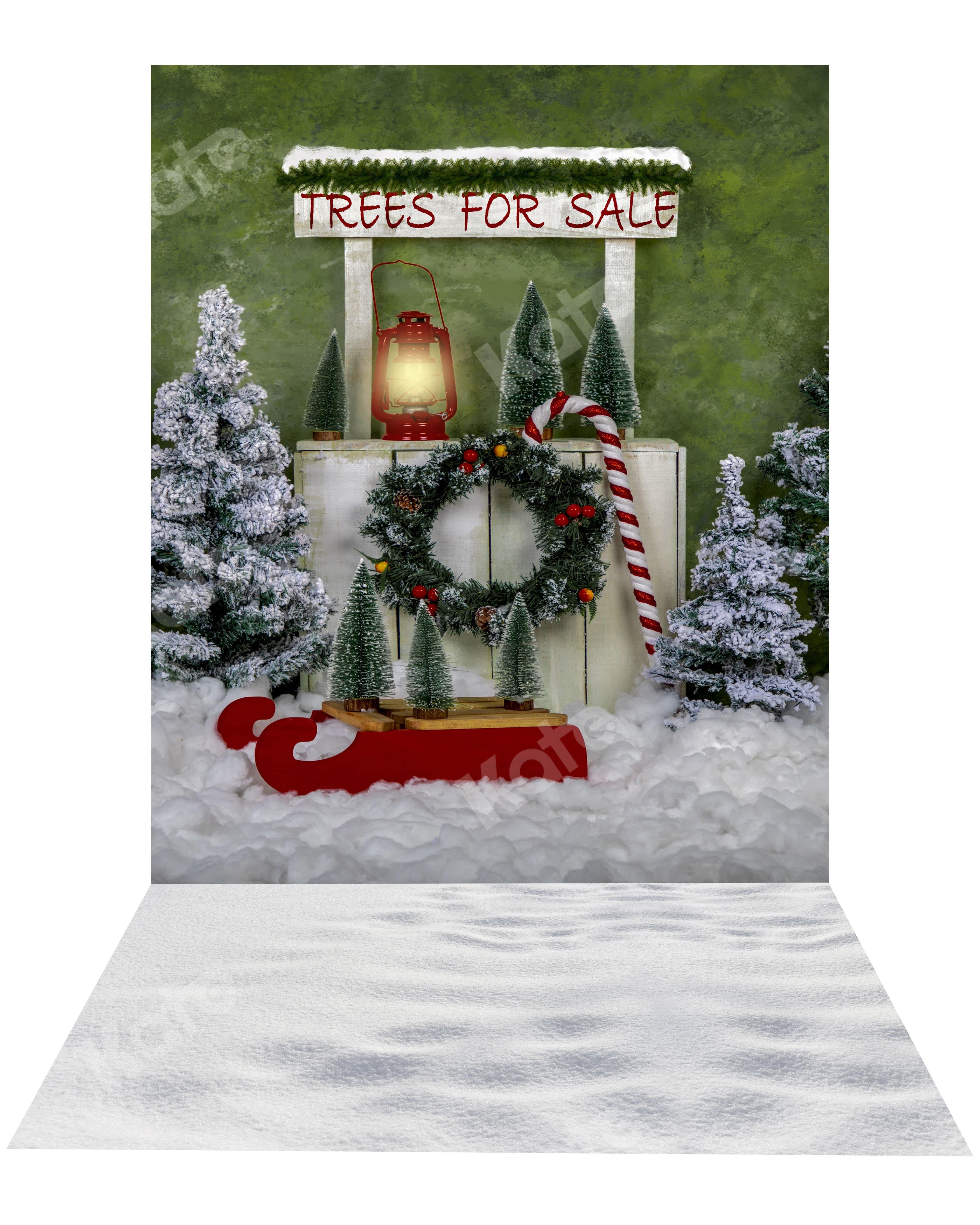 christmas tree rubber Kate Christmas Shop Retro Brick Backdrop+ Stone Rubber Floor Mat, Custom size(please contact seller)