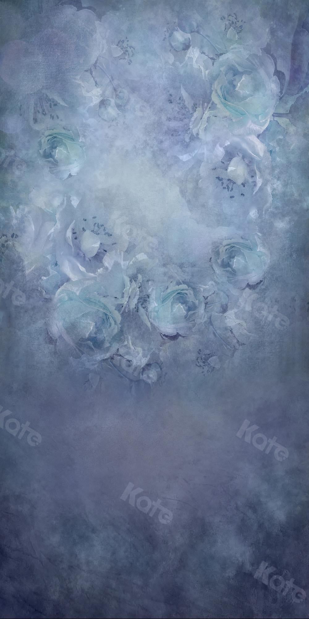 Kate Sweep Fine Art Floral Gray Blue Backdrop Designed by Chain Photography - Kate Backdrop