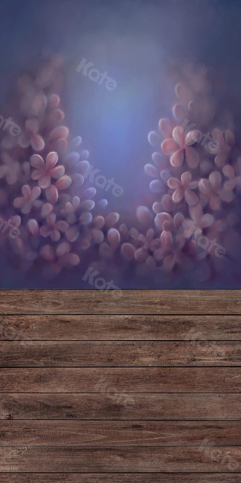 Kate Fine Art Backdrop Flower with wood floor part (fabric) Designed by Chain Photography - Kate Backdrop