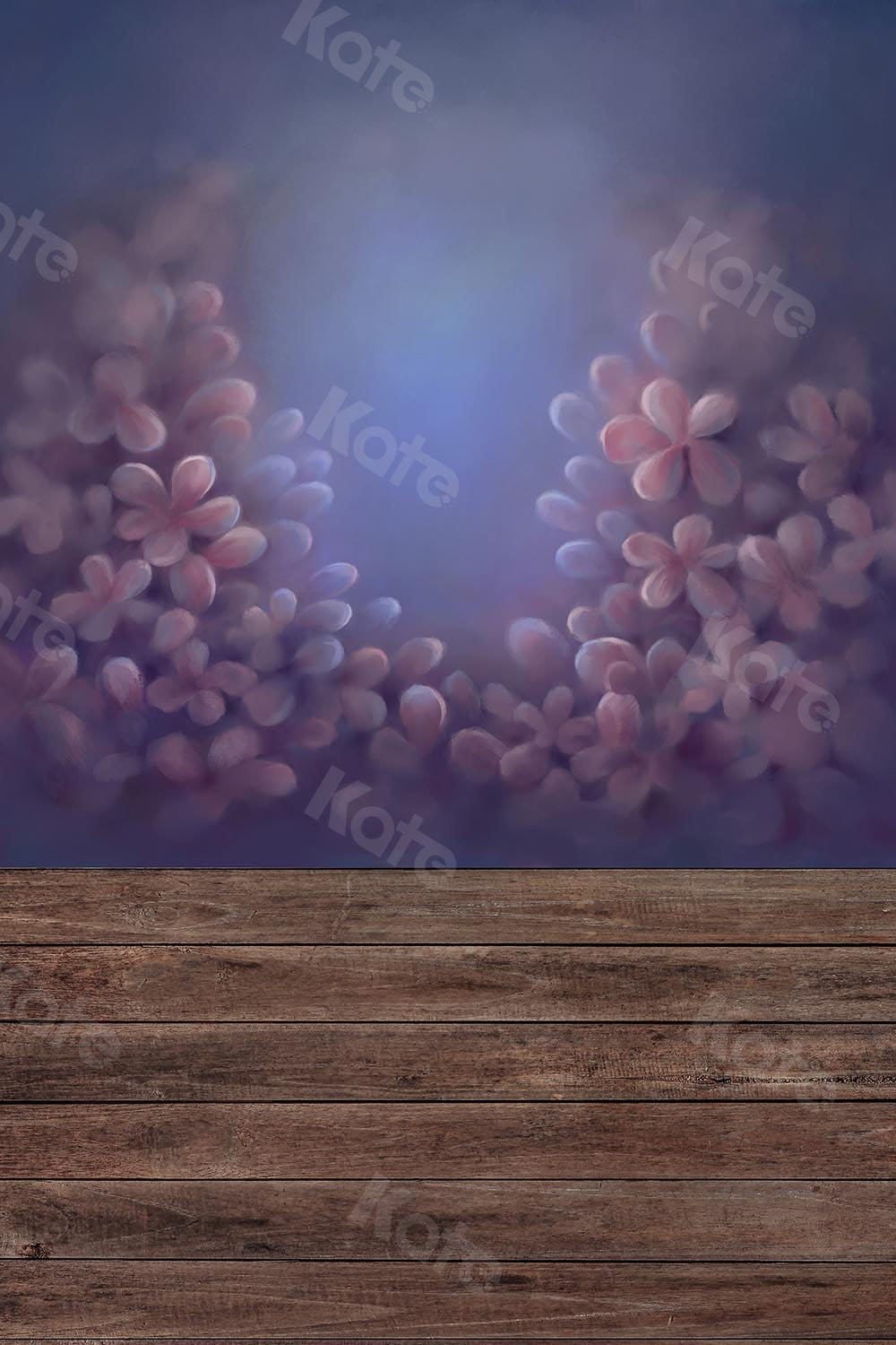 Kate Fine Art Backdrop Flower with wood floor part (fabric) Designed by Chain Photography - Kate Backdrop