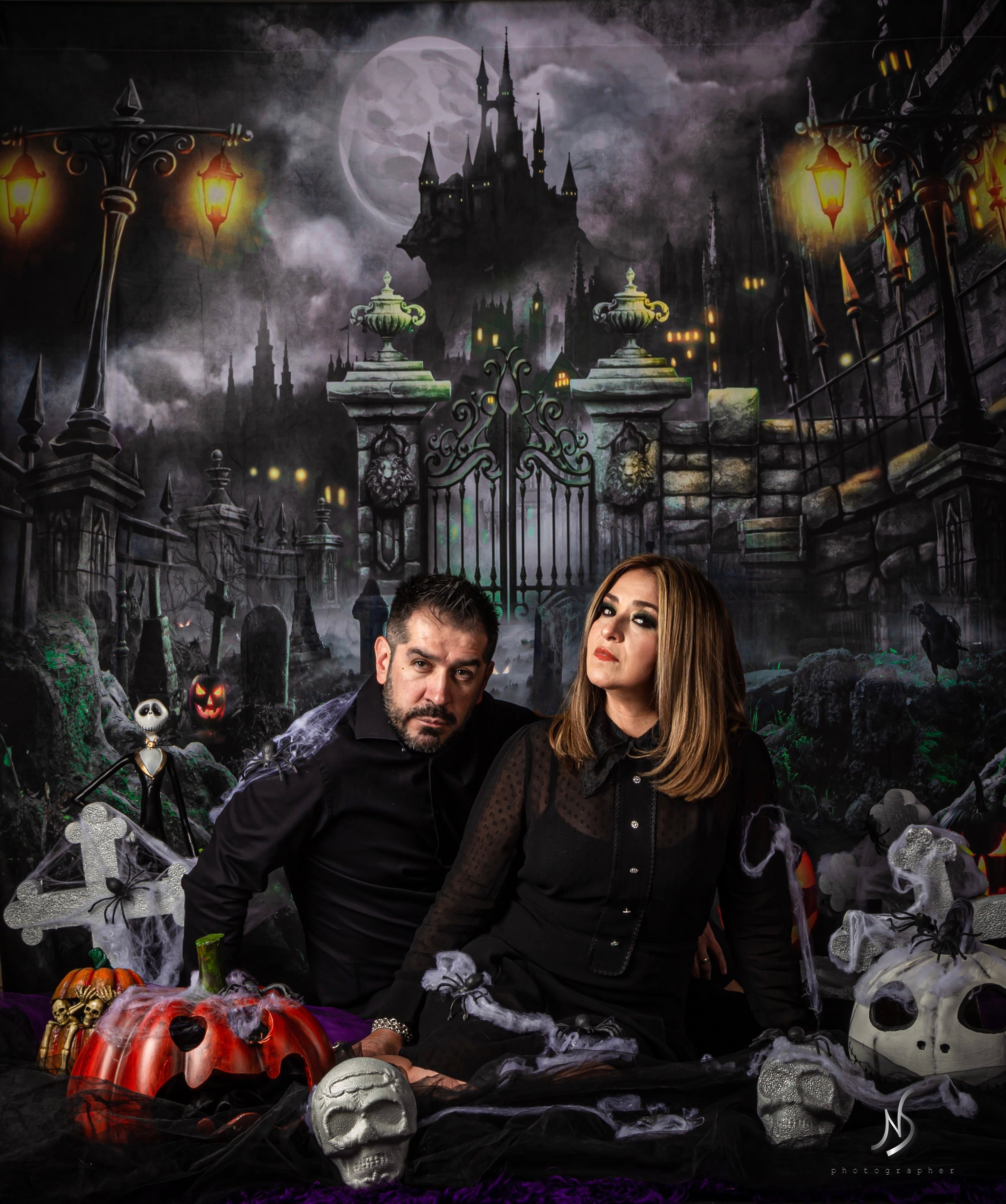 Kate Halloween Backdrop Night Gate Castle for Photography