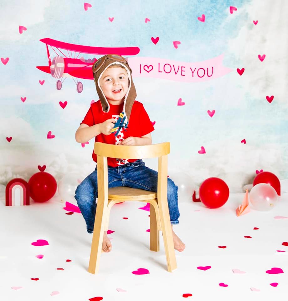 Kate Sky Love Plane Backdrop for Valentines designed by Jerry_Sina - Kate Backdrop