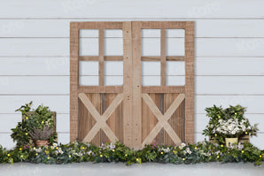 Kate Wood Door Backdrop with Plants for Photography - Kate Backdrop