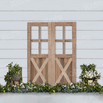 Kate Wood Door Backdrop with Plants for Photography - Kate Backdrop