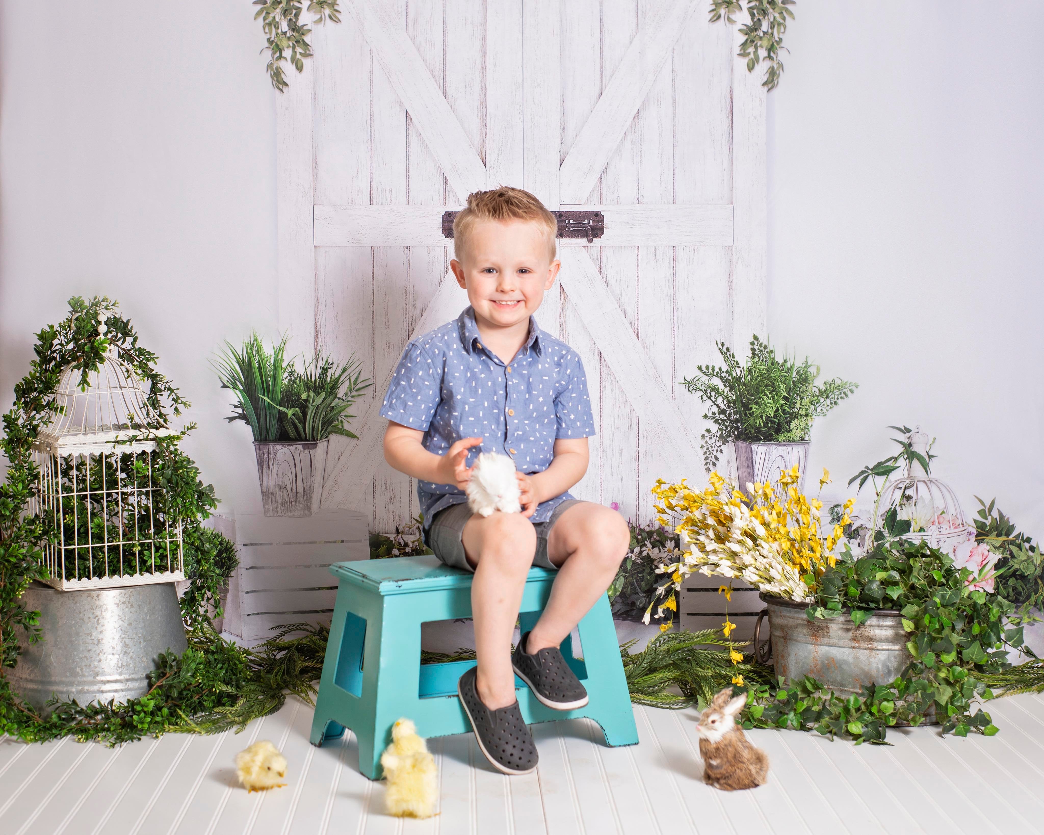 Kate Spring/Easter White Barn Door Backdrop Designed By Jerry_Sina